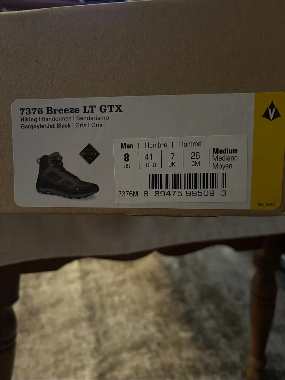 Vasque 7376 Breeze LT GTX Hiking Boot in Gargoyle/Jet Black